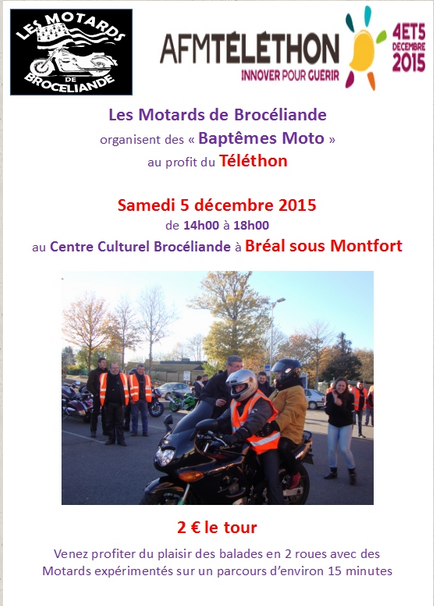 Téléthon 2015 : baptêmes moto à Bréal-sous-Montfort (...)