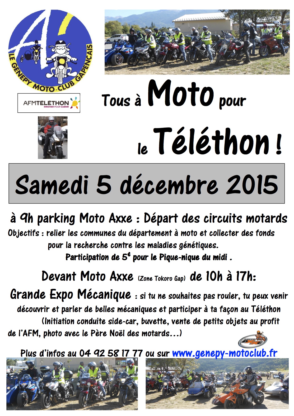 Téléthon 2015 : balades moto et side-car à Gap (05)