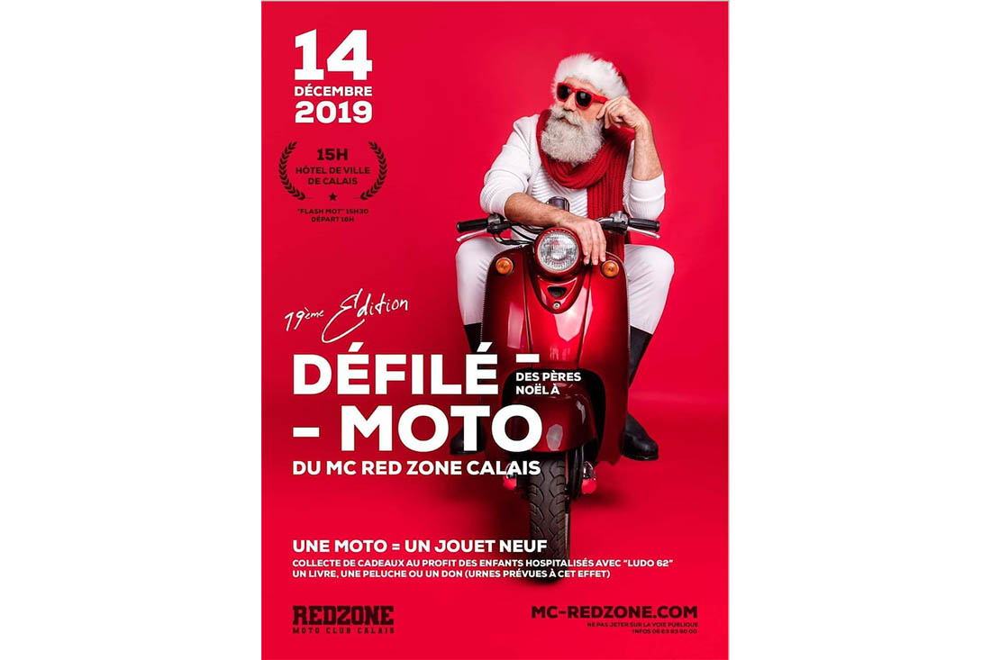 19e défilé des Pères Noël à moto du MC Red Zone à Calais (...)