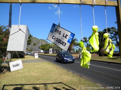 Manif 10 septembre La Réunion : symboles pendus