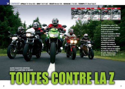 Moto ma octobre 2009 : comparatif roadsters