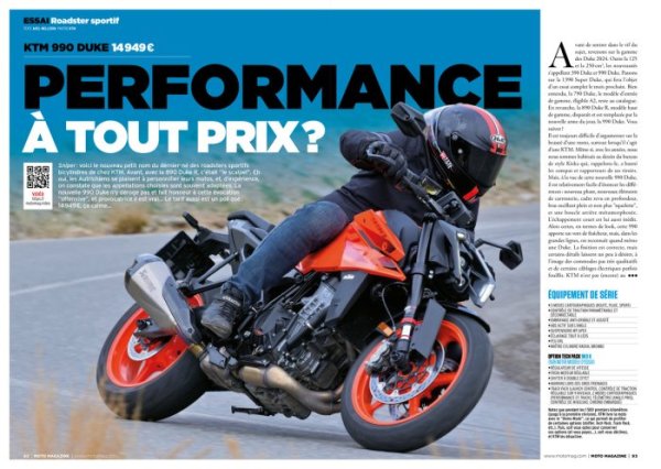 Moto Magazine 407 avril 2024 essai KTM 990 Duke {JPEG}