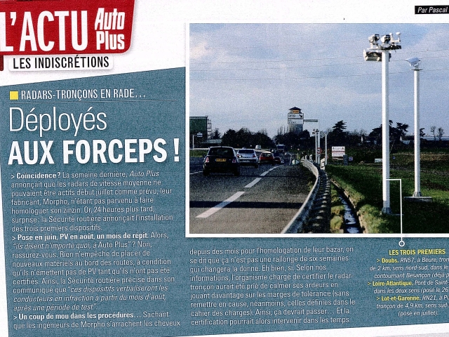 Polémique : les radars-tronçon ne seraient pas en état de (...)