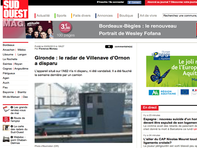 Gironde : au secours le radar a disparu !