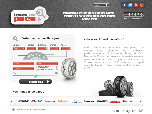 Trouve ton pneu.fr compare les prix des pneus vendus en (...)