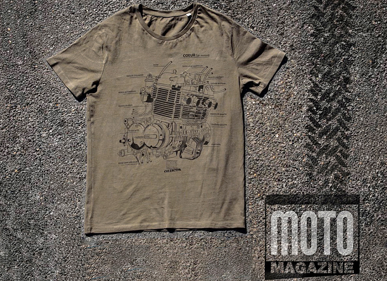 T-shirt moto KAKI moteur 4 cylindres en ligne 750 Moto (...)