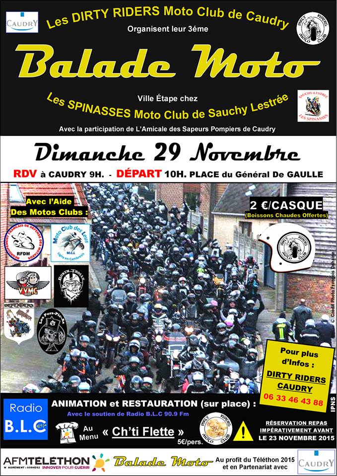 Téléthon 2015 : balade moto à Caudry (Nord)
