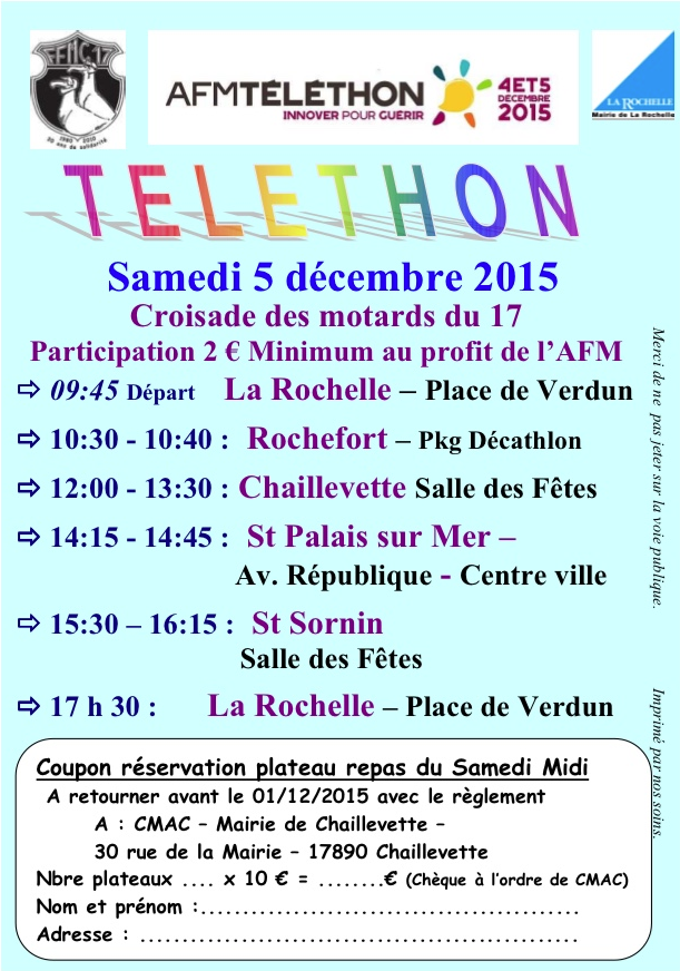Téléthon 2015 : croisade des motards à la Rochelle (...)
