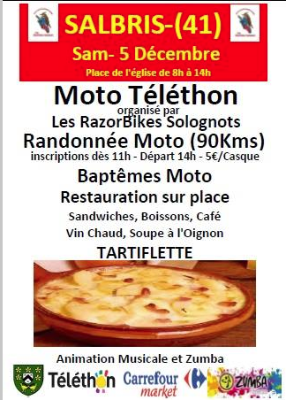 Téléthon 2015 : rassemblement moto à Salbris (41)