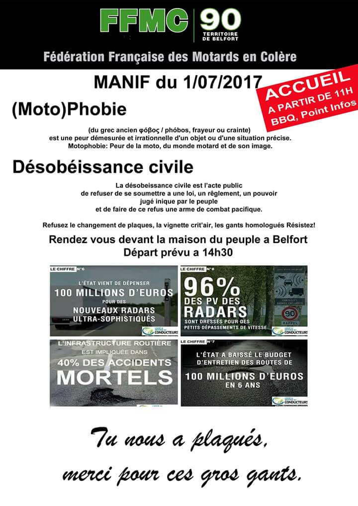 Manifestation de la FFMC 90 à Belfort