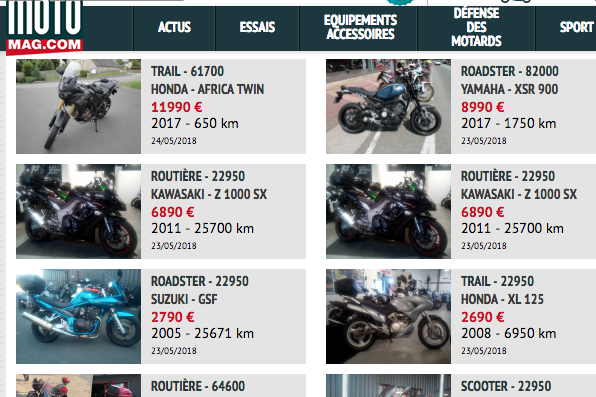 Décote motos