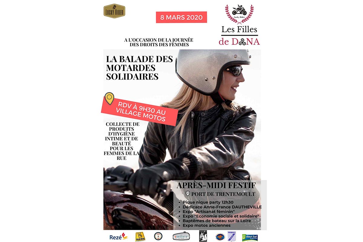 Cortège solidaire Les Filles de Dana à moto (Loire-Atlantique)