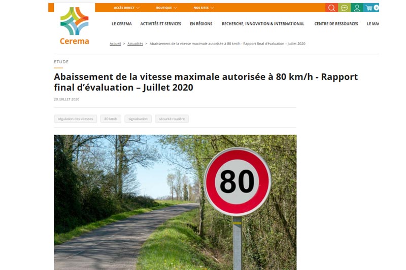 Bilan du Cerema de 20 mois de "80" : 349 vies (...)