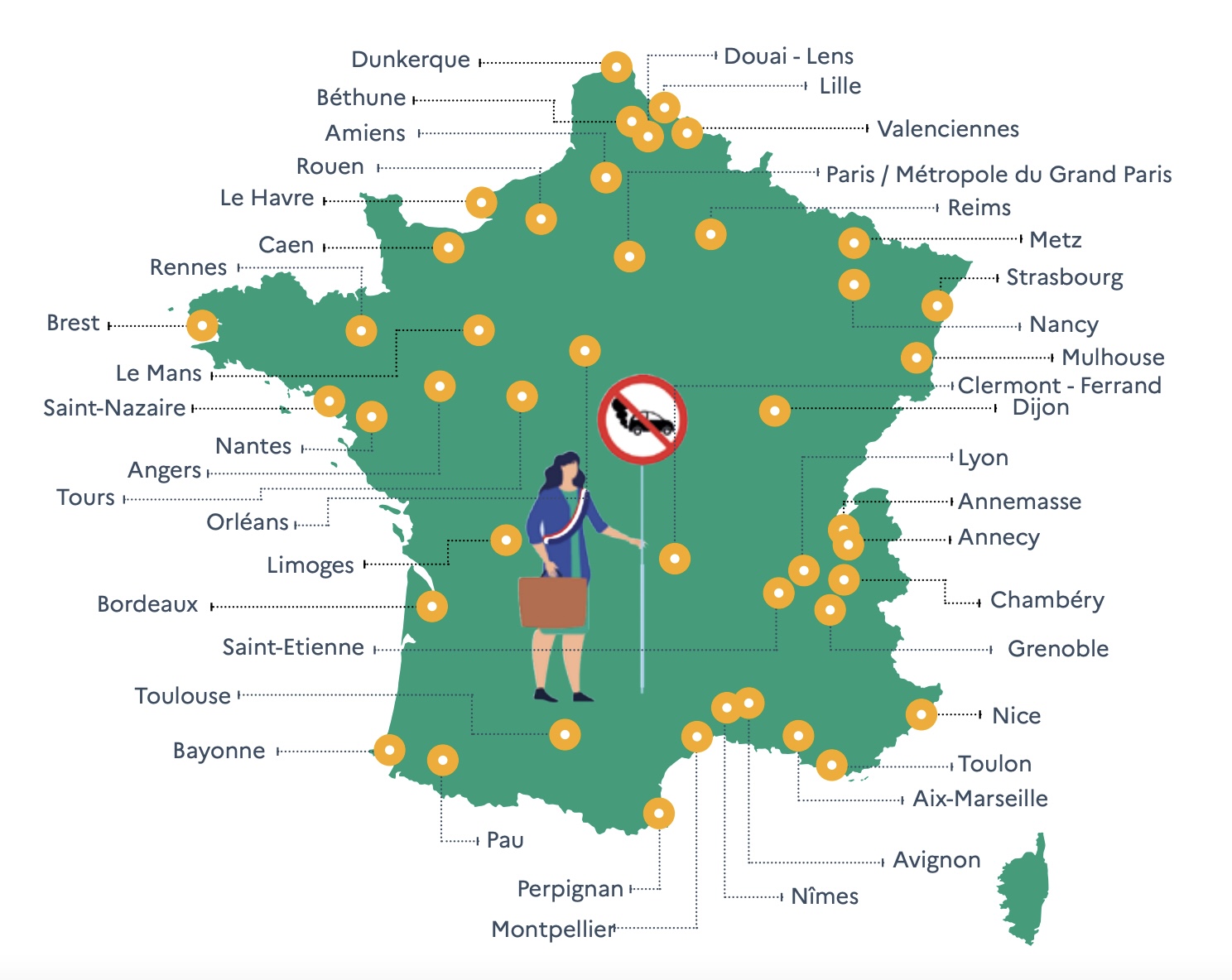 Les Zones à faibles émissions confirmées dans 45 métropoles dès 2025