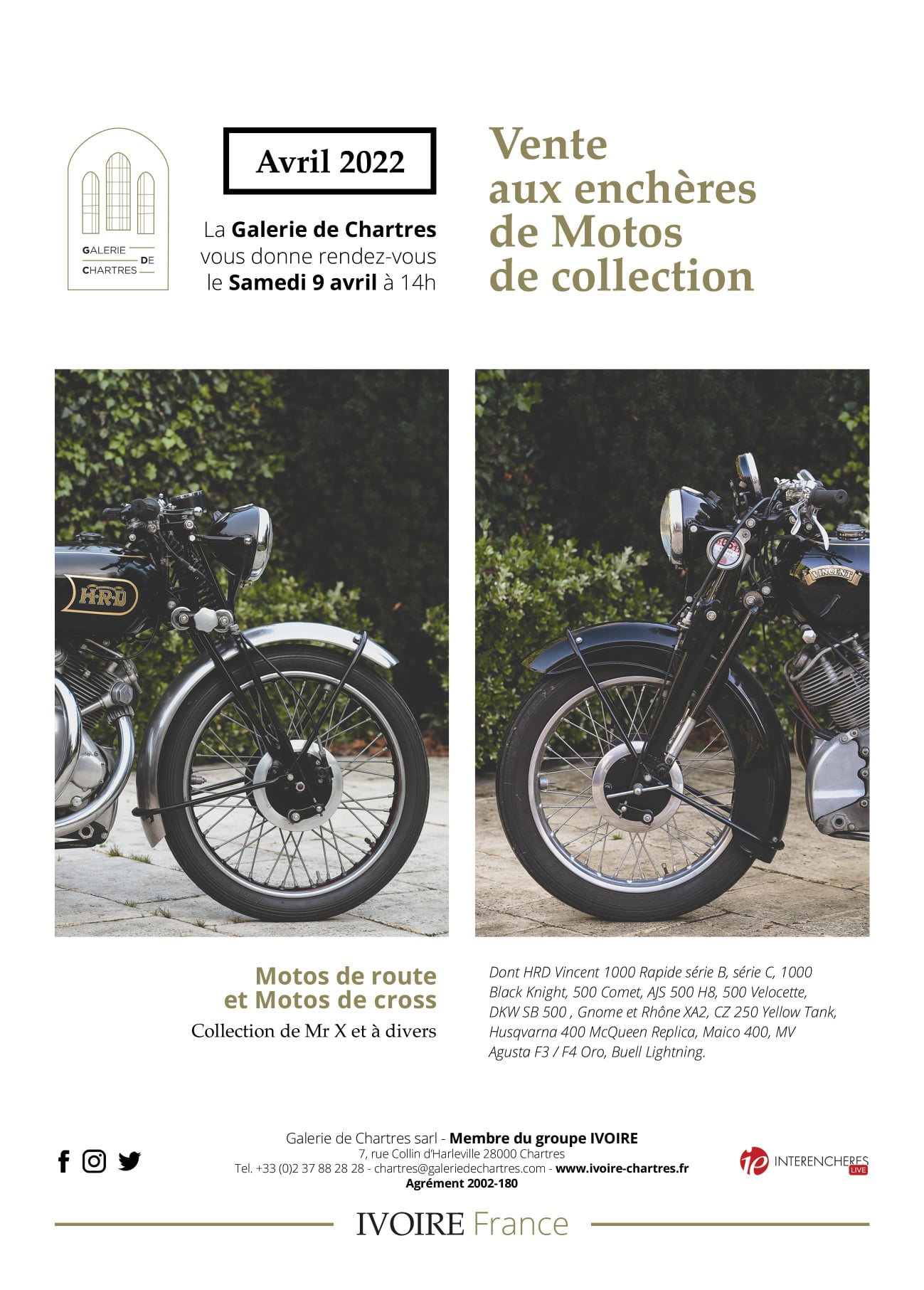 Vente aux enchères de motos de collection à Chartres (...)