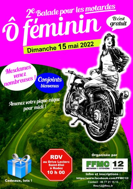 Balade moto o'féminin par la FFMC12 (Rodez)
