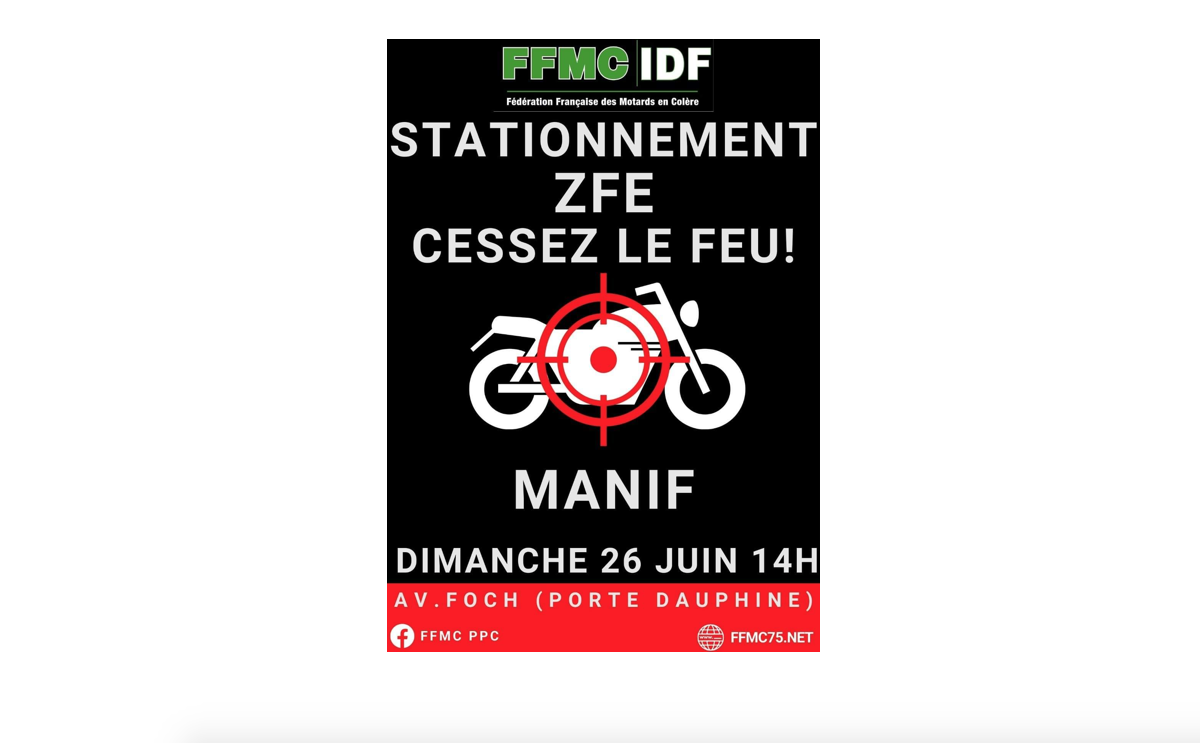 Manifestation FFMC le 26 juin 2022 à Paris