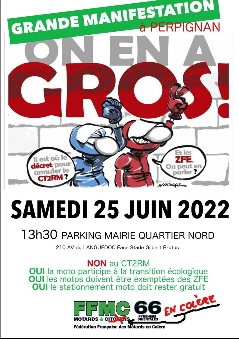 Manifestation FFMC66 le 25 juin 2022 à Perpignan