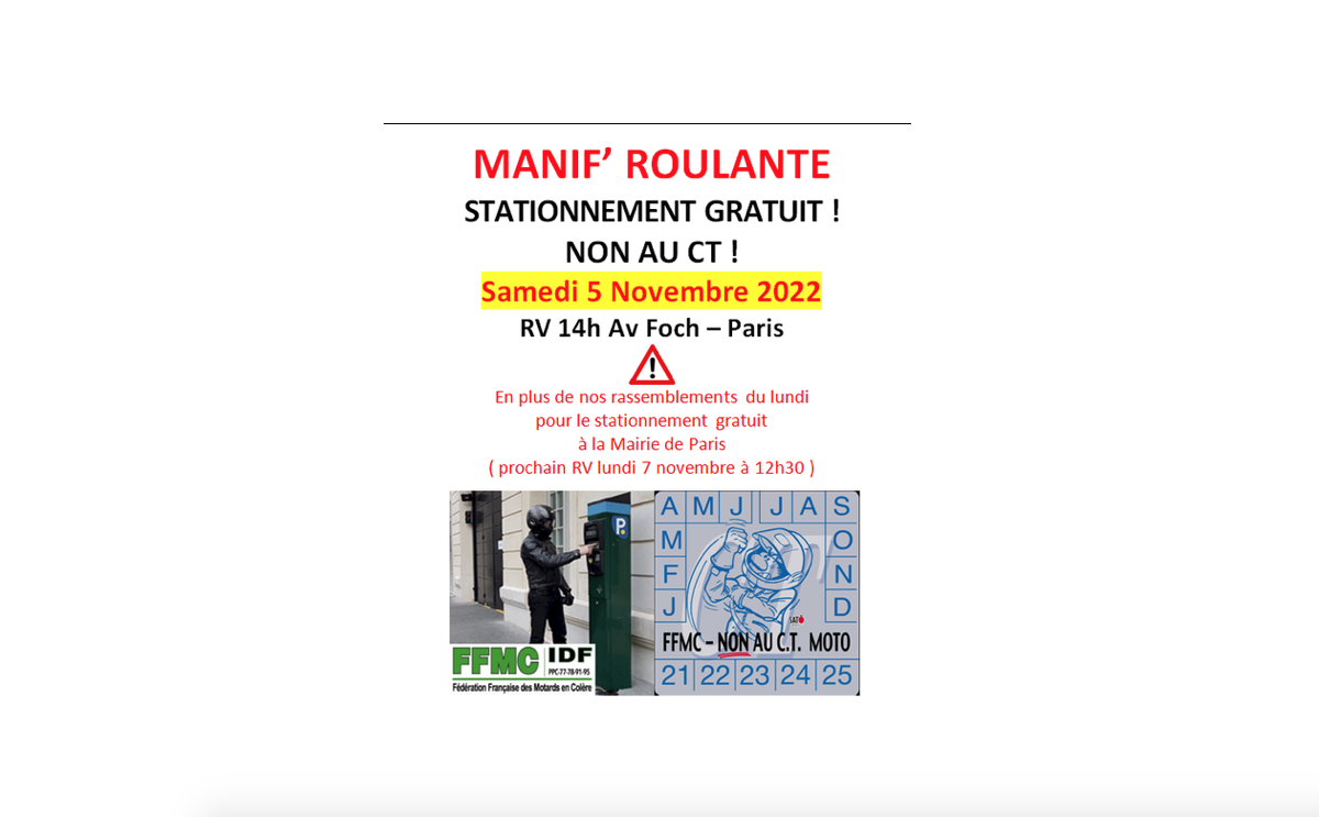 Contrôle technique, stationnement payant : manifestation (...)