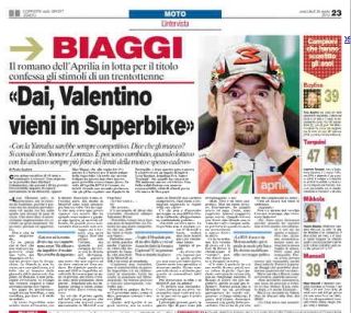 MotoGP/WSBK : Biaggi veut se mesurer à Rossi et (...)