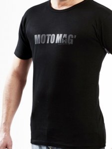 T-shirt moto manches courtes avec logo motomag logo gris sur noir