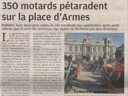 Poitiers, procédure VE : 300 motos aux armes !