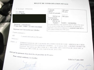 La guerre des taxis : 590 euros d’amende au motard/taxi