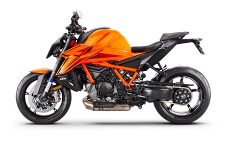 KTM 1390 Super Duke R 2024 profil gauche orange