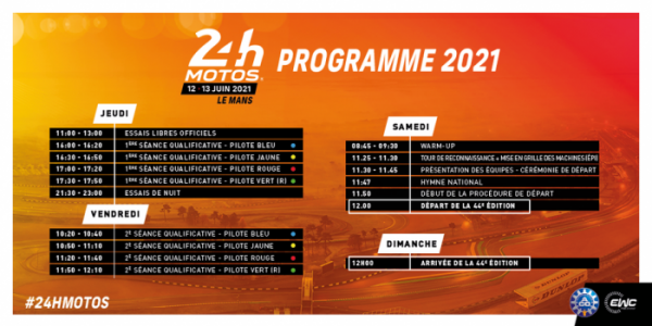 24 du Mans motos 2021 programme horaires {PNG}