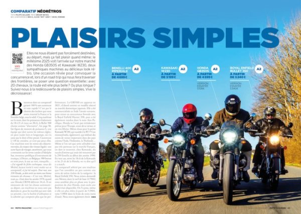 essai Honda GB350S Kawasaki W230 {JPEG}