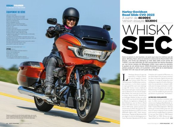 Moto Magazine n°400 essai Harley-Davidson Road Glide CVO 2023 {JPEG}