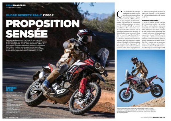 Moto Magazine 407 avril 2024 essai Ducati DesertX Rally {JPEG}