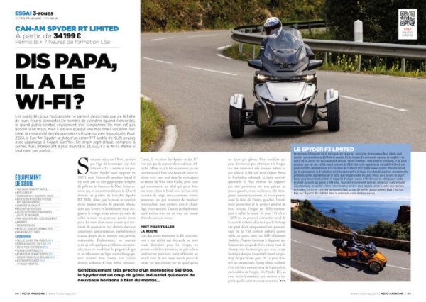 Moto Magazine n°411 essai Can-Am Spyder RT Limited {JPEG}