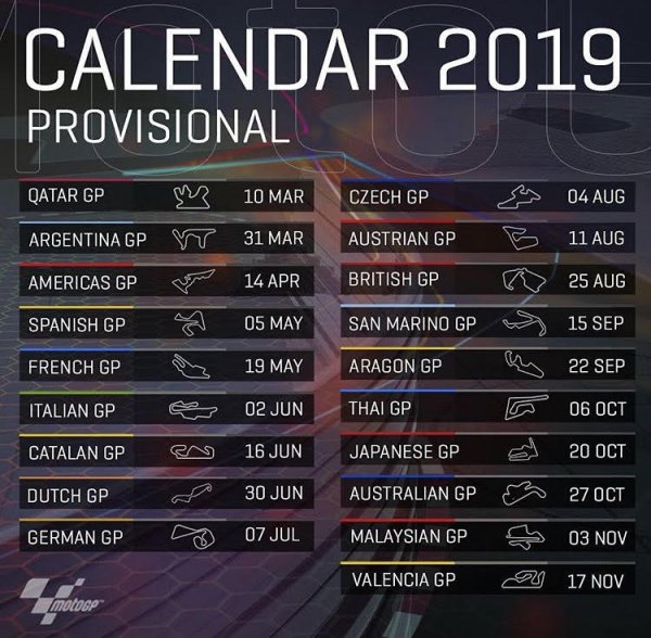 MotoGP  le calendrier prévisionnel 2019 dévoilé