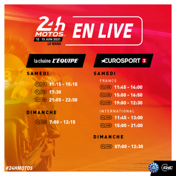 24 du Mans motos 2021 chaine TV horaires {PNG}
